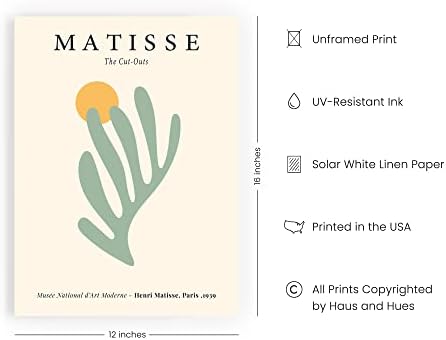 Haus and Hues Danish Pastel Aesthetic Matisse Poster - Danish Pastel Room Decor Aesthetic Matisse Print & Sage Green Wall Decor Matisse Cutouts Modern Wall Art Abstract Art Wall Decor Unframed 12"x16"