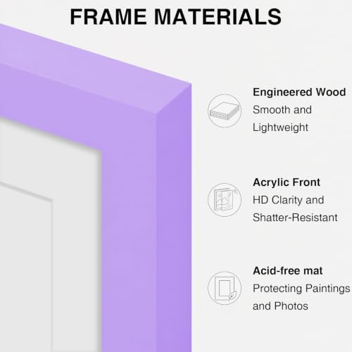 Vittanly 8.5x11 Picture Frames Set of 5, Certificate Frame, Purple