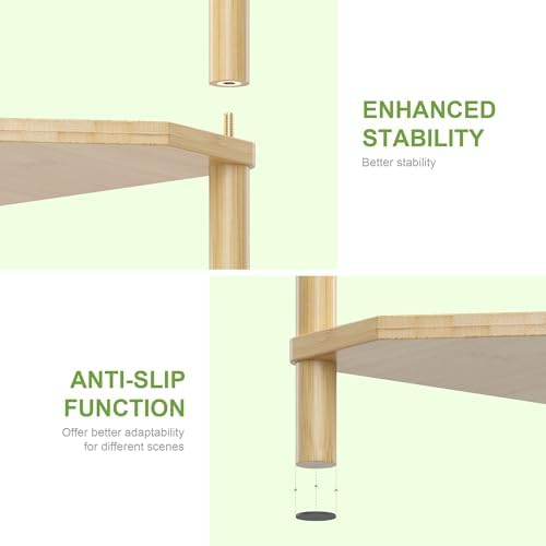 Wisuce Natural Small Corner Shelf Stand, 3-Tier Bamboo Corner Bookshelf
