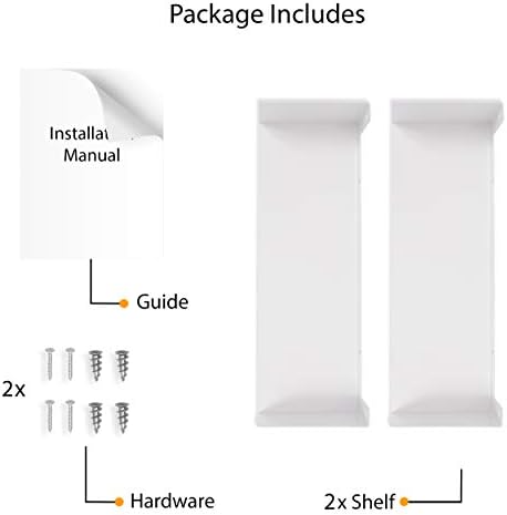 Wallniture U Shape Floating Metal Bookshelf White Set of 2