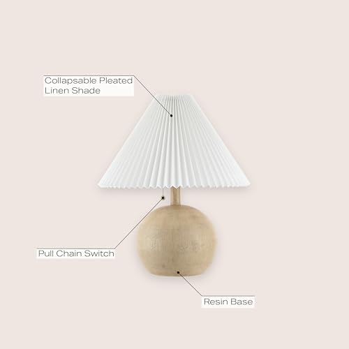 JONATHAN Y Aksel Sphere Table Lamp Coastal 17.25", Beige Wood Finish