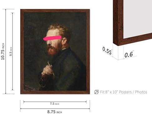 Poster Master Portrait of Vincent van Gogh Painting Print - Baroque Poster - Altered & Pop Art - Gift for Men & Women - Decor for Bedroom, Living Room or Office - 8x10 Brown Framed