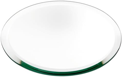 Plymor 8 inch Round, 5mm Thick, Beveled Glass Mirror Circle, Pack of 2 | Table display & centerpieces; includes felt pads to protect surfaces; mosaics, crafts & DIY; silvered glass