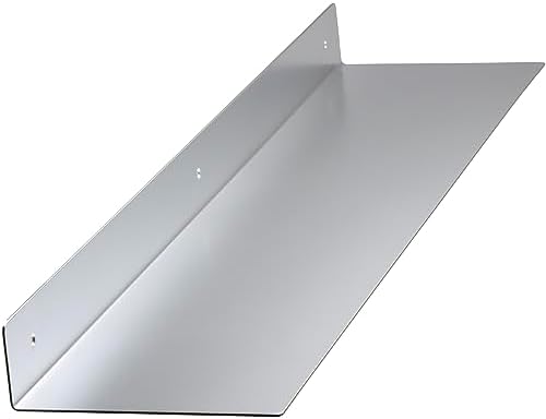 36x8 in Metal Floating Shelf Silver Wall Mounted - Made in The USA - Bedroom, Living Room, Bathroom, Kitchen