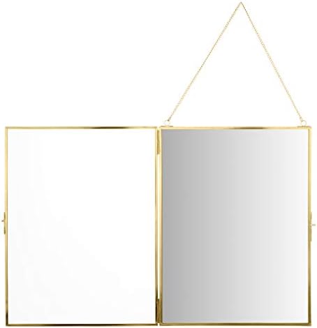 Koyal Wholesale Modern Gold Frame Mirror for Wall, Large 12x16 Inch Hanging Rectangle Wall Mirror Photo Cabinet with Lock, Rectangle Mirrors for Wall Entryway, Bedroom, Bathroom