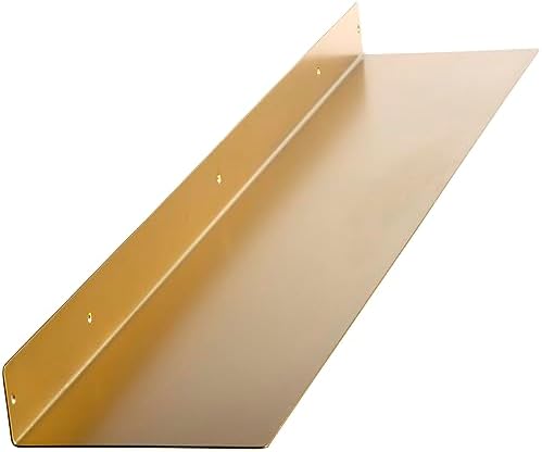 48x8 in Metal Floating Shelf Gold Wall Mounted - Made in The USA - Bedroom, Living Room, Bathroom, Kitchen