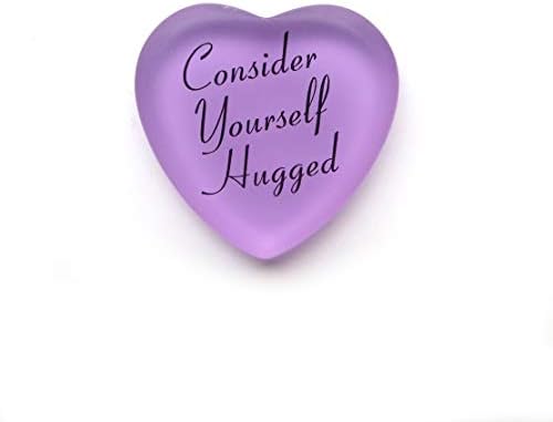 Lifeforce Glass Consider Yourself Hugged Glass Heart with Pouch, A Virtual Hug for Your Friends, Family, Loved Ones and Total (Deserving) Strangers. from (Lilac)