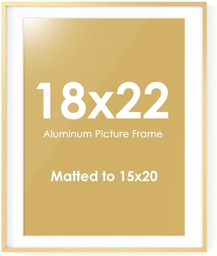 Fun Memories 18x22 Picture Frame, Metal Picture Frame Wall Mounting Horizontally or Vertically - Poster Frame Simple and Elegant Decor for Wall - 1 Pack - Gold