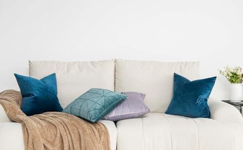 Light Navy Decorative Velvet Throw Pillow Covers 28x28 inch Set of 2 with Zipper Luxury Soft Solid Square Cushion Covers Case for Sofa Couch Bed Living Room