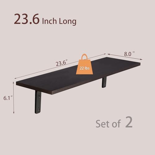 DINZI LVJ Long Wall Shelves, 23.6Inch Wooden Wall Mounted Shelves, Set of 2