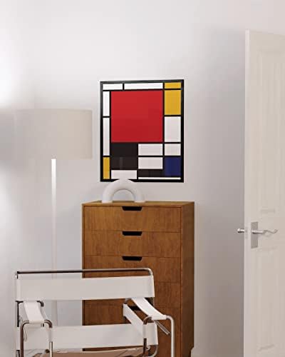 HAUS AND HUES Geometric Wall Art - Piet Mondrian Modern Print, Red and Yellow Painting, Abstract Yellow and Blue Poster for Dorm, Living Room, and Kitchen Walls (Black Frame, 24x36)