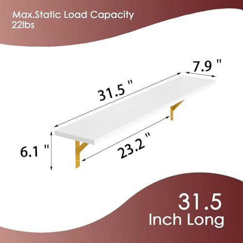 DINZI LVJ Long Wall Shelves, 31.5Inch Wooden Wall Mounted Shelves, Set of 4