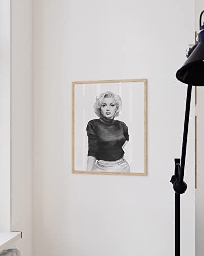 HAUS AND HUES Iconic Woman Poster, Marilyn Monroe, Black and White Movie Star Wall Art, 12x16 Beige Framed, Home Decor, Bathroom, Bedroom, Office