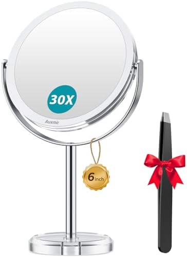 Auxmir 1X/30X Double-Sided Makeup Mirror, 6.7" Magnifying Mirror