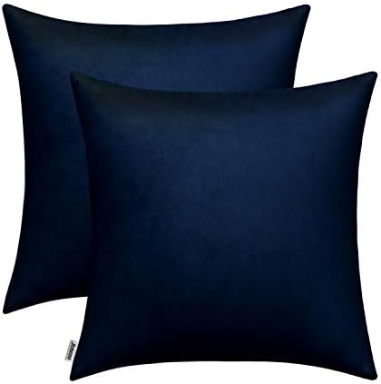 Jeneoo Comfy Soft Velvet Navy Throw Pillow Covers Decorative Solid Square Couch Cushion Cases for Bedroom Sofa Car Decor (Dark Blue, 18 x 18 Inches, 2 Pieces)