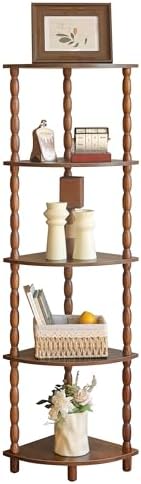 MaxSmeo Corner Shelf, 5-Tier Corner Bookshelf for Small Spaces, Stylish Corner Storage Display Shelves for Bedroom, Bathroom, Kitchen, Living Room (Rustic Brown)