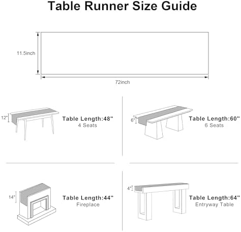 FEXIA Blue Table Runner 12x72 Inches Table Decoration for Wedding Party