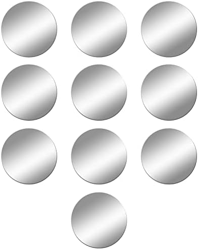 10 Pack 4 inch Acrylic Round Mirror Tiles Sheets, 0.06 inch Thick | Small Circle Wall Mirror with Tapes, Plastic Mirror Stickers for Wall, Home Decor, Crafts, Round Mirror Tray for Centerpieces