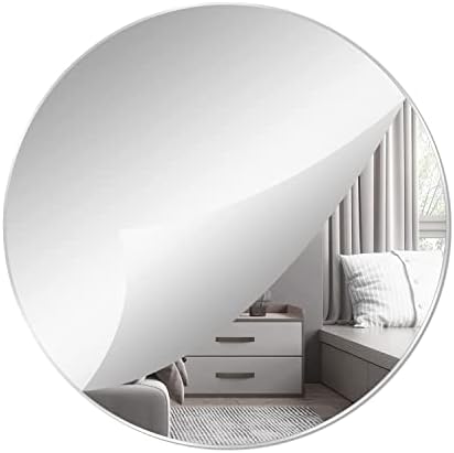 16'' Round Wall Mirror Tiles Self Adhesive Circle Mirror for Wall | High Clear Acrylic Mirror with Adhesive Tapes, Decorative Mirror for Wall, Bathroom, Bedroom, Door, Deocr