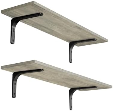 DINZI LVJ Long Wall Shelves, 23.6Inch Wooden Wall Mounted Shelves, Set of 2