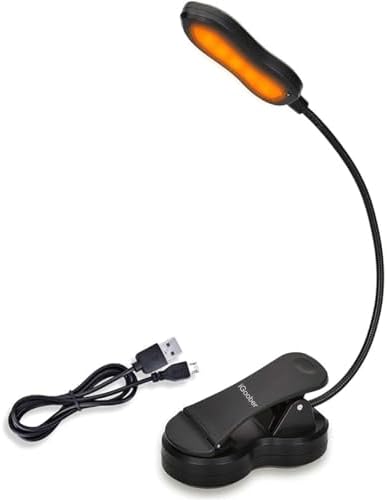 Amber Book Light, Rechargeable Blue Light Blocking Reading Light, Clip on Book Lamp, 3 Brightness Eye Care Sleep Aid Reading Lights for Study Bookworms Travel
