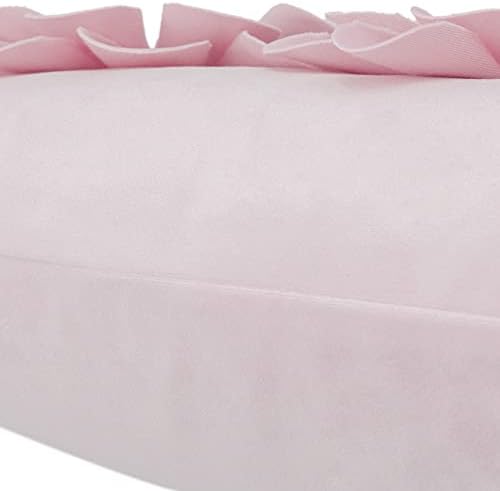 JWH 3D Flower Throw Pillow Cover, Velvet, Bright Pink, 12x20 Inches