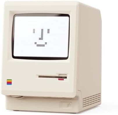 Maclock Retro Pixel Alarm Clock, 1984 Computer-Inspired USB Desk Clock with Pixel Display, Multiple Alarms, Adjustable Brightness, Calendar, Temperature