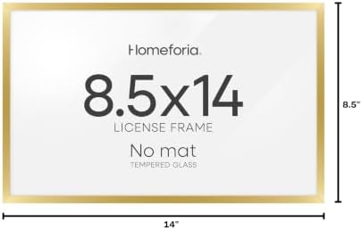 Homeforia 8.5x14 Gold Marriage License Frame, High-End Metal, Glass