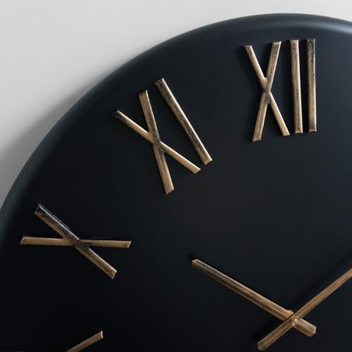 Oversized Modern Wall Clock, 30 inch, Matte Black, Quartz Movement