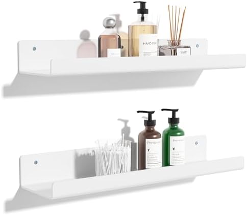 upsimples 2 Pcs 15" Acrylic Shelves for Wall Organize and Display, White