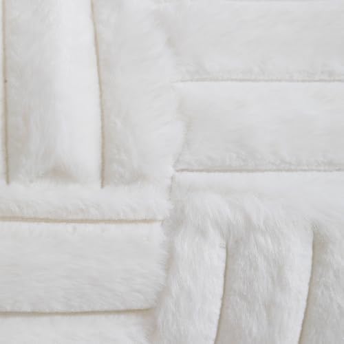 All Smiles Cream White FauxFur Decorative Throw Pillow Covers 20x20 Set of2