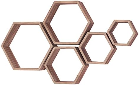 Hexagon Shelves,Floating Wall Shelf,Honeycomb Octagon Cube Shelves Wood