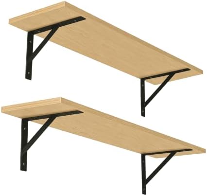 DINZI LVJ Long Wall Shelves, 31.5" Wall Mounted Shelves with Metal Brackets