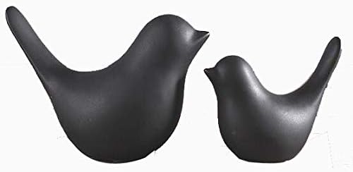 NWFashion Ceramic Animal Figurines Modern Style Birds Decorative Ornaments Desktop Display (Black Bird)