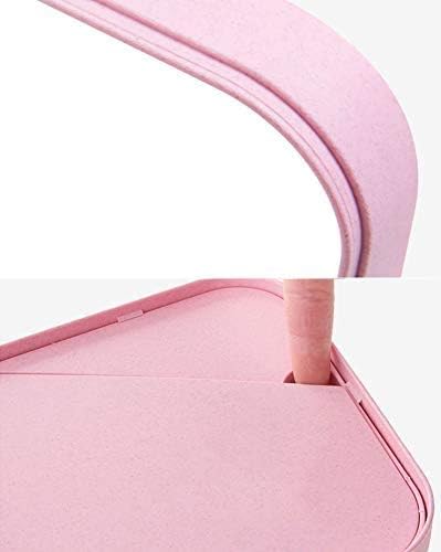 Coobbar Desktop Foldable Makeup Mirror Simple Portable Princess Mirror Square Makeup Mirror Small Mirror with Stand for Women (Beige)