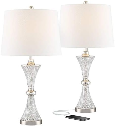 Copeland 25 1/2" High Table Lamp USB Set of 2 Silver Chrome Glass Modern