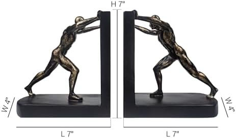 LIFFY Man Decorative Book Ends,7" Resin Non Skid Bookends for Heavy Books,Bookends for Shelves Decorative,Creative Shelf Decorations to Hold Books for Bookshelf,Home,Office,Study