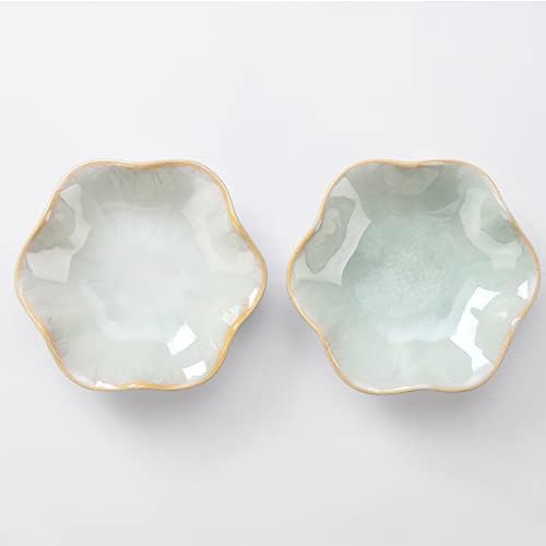 JAMEND CLXP 2PCS Lotus Leaf Shape Ring Holder Dish, Small Key Bowl, Ceramic Trinket Tray Jewelry Dish Organizing Necklace Earrings for Mom Friend Sister, All Jewelries Are NOT Included, Light Green.…