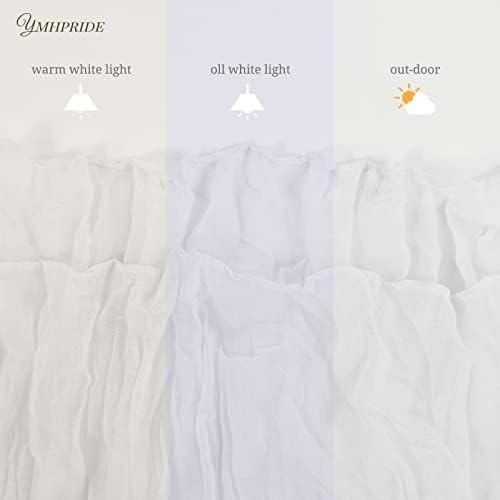 YMHPRIDE 12 Pack Cheesecloth Table Runner 35x120in White Table Runner