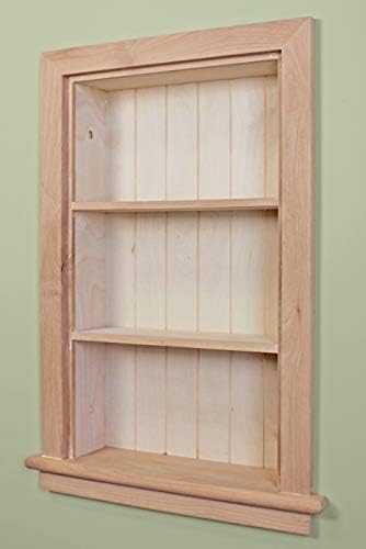 14x24 Aiden Recessed Wall Niche Medicine Cabinet Replacement, in The Wall Bathroom Cabinet Insert Shelf/Shelves, Made in North America, Real Wood, NO MDF, Beadboard, Unfinished