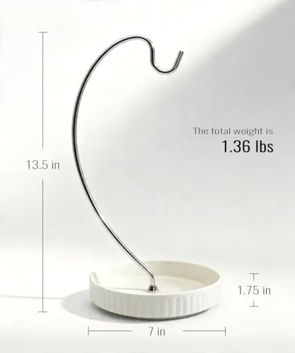 VROOMIUM Banana Holder Stand, Ceramic Bowl Easy Clean, Fruit Basket, Silver