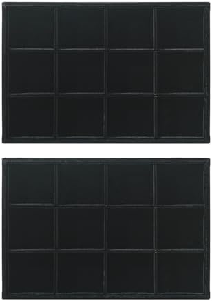Byken 2 Pcs Bracelet Organizer Dish Tray,Stackable Jewelry Organizer Trays for Drawer,12 Grids Bracelet Jewelry Displays for Selling(Black)