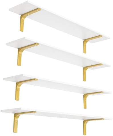 DINZI LVJ Long Wall Shelves, 47.3Inch Wooden Wall Mounted Shelves, Set of 4