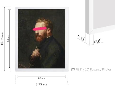 Poster Master Portrait of Vincent van Gogh Painting Print - Baroque Poster - Altered & Pop Art - Gift for Men & Women - Decor for Bedroom, Living Room or Office - 8x10 White Framed
