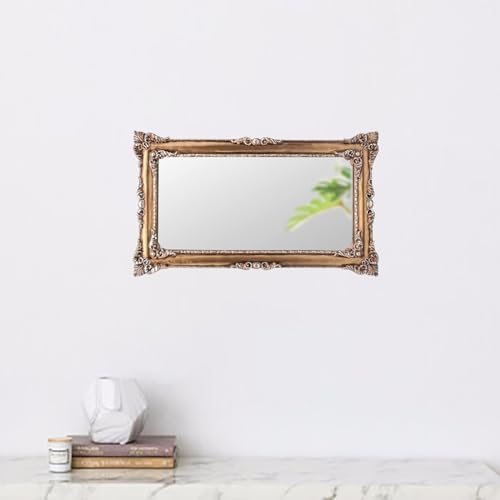 JANDERART Small Vintage Mirror 8x14 for Wall or Desk, Antique Bronze | Antique Ornate Decorative Mirror, Vanity Makeup, Resin Frame