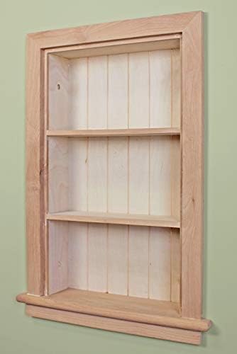 14x24 Aiden Recessed Wall Niche Medicine Cabinet Replacement, in The Wall Bathroom Cabinet Insert Shelf/Shelves, Made in North America, Real Wood, NO MDF, Beadboard, Unfinished