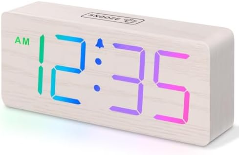 DreamSky Wooden Digital Alarm Clock for Bedroom, Living Room Desk