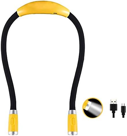 Rechargeable 4 LED Book Light Bright Neck Hug Light, Reading Lights for Reading in Bed, 3 Brightness Levels, Flexible Soft Rubber Arms, Perfect for Bookworms,Knitting,Comping,Crafts