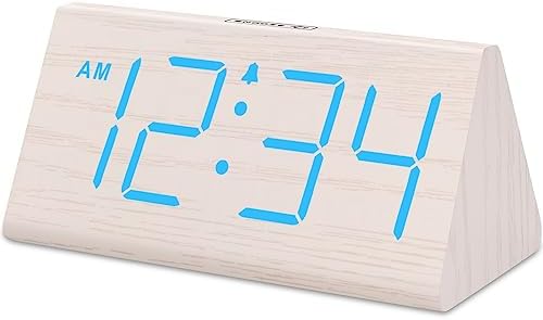 DreamSky Wooden Digital Alarm Clock for Bedrooms Desk with Large Numbers