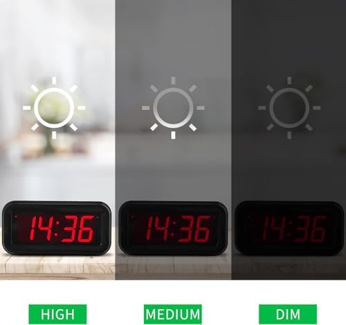 Alarm Clock,1.2'' LED,Cordless,Battery Operated,3-Level Brightness,12/24Hr
